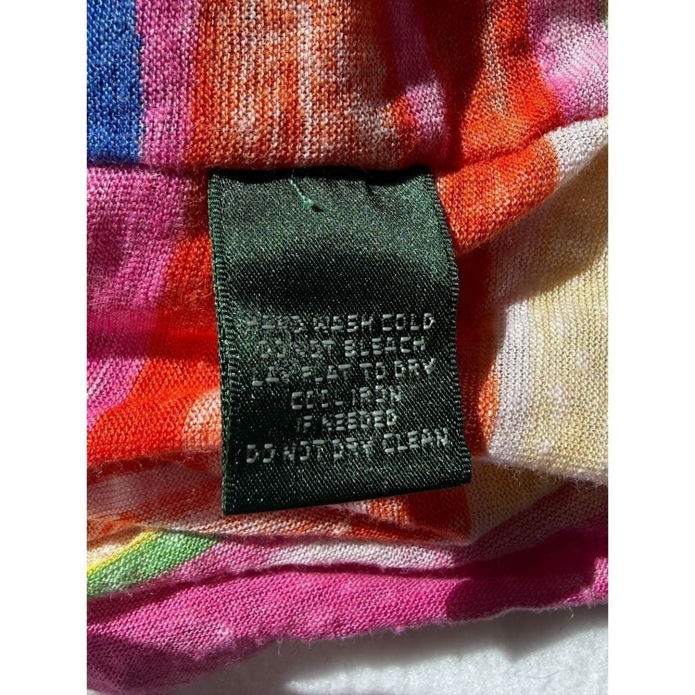Lauren Ralph Lauren Top Poncho Women L Multicolor 100% Linen Striped Lightweight - Picture 10 of 13